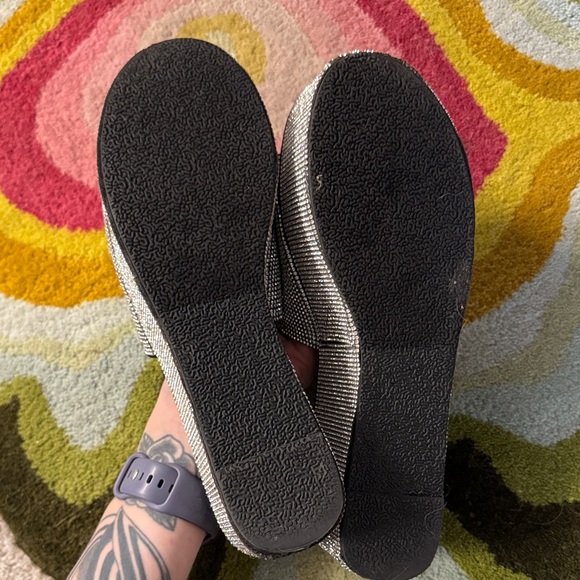 Silver Rhinestone Platform Slides - Picture 7 of 7